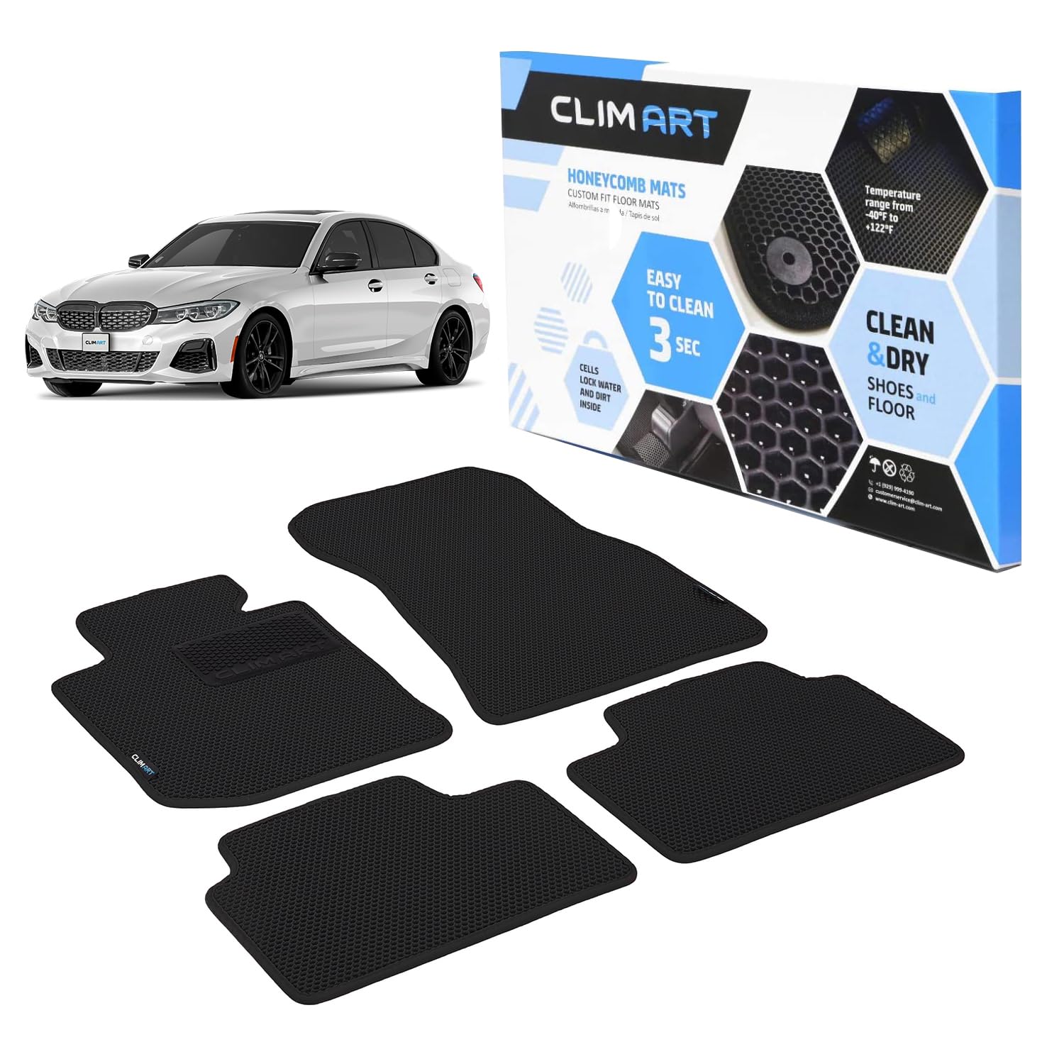 CLIM ART All-Weather Car Floor Mats Compatible with BMW 3-Series 2019-2026, Custom-Fit Heavy-Duty Floor Liners for Cars & SUVs, Car Accessories for