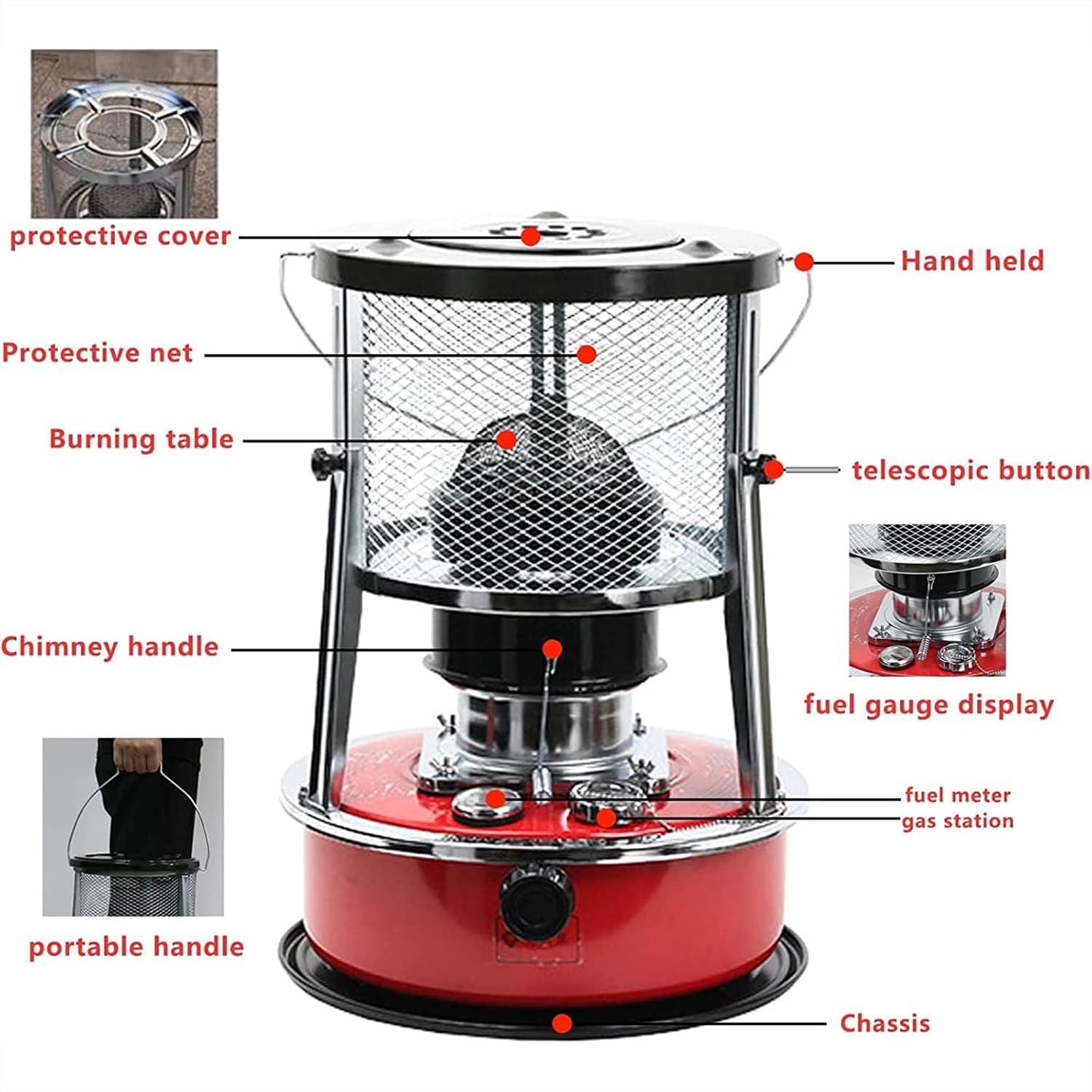 Portable Paraffin Heaters, Adjustable Firepower, 4.5L Kerosene Stove Heater with Stove Bag, Wick & Accessories for Indoor Outdoor, Patio, Deck, Home Indoor Emergency Preparedness