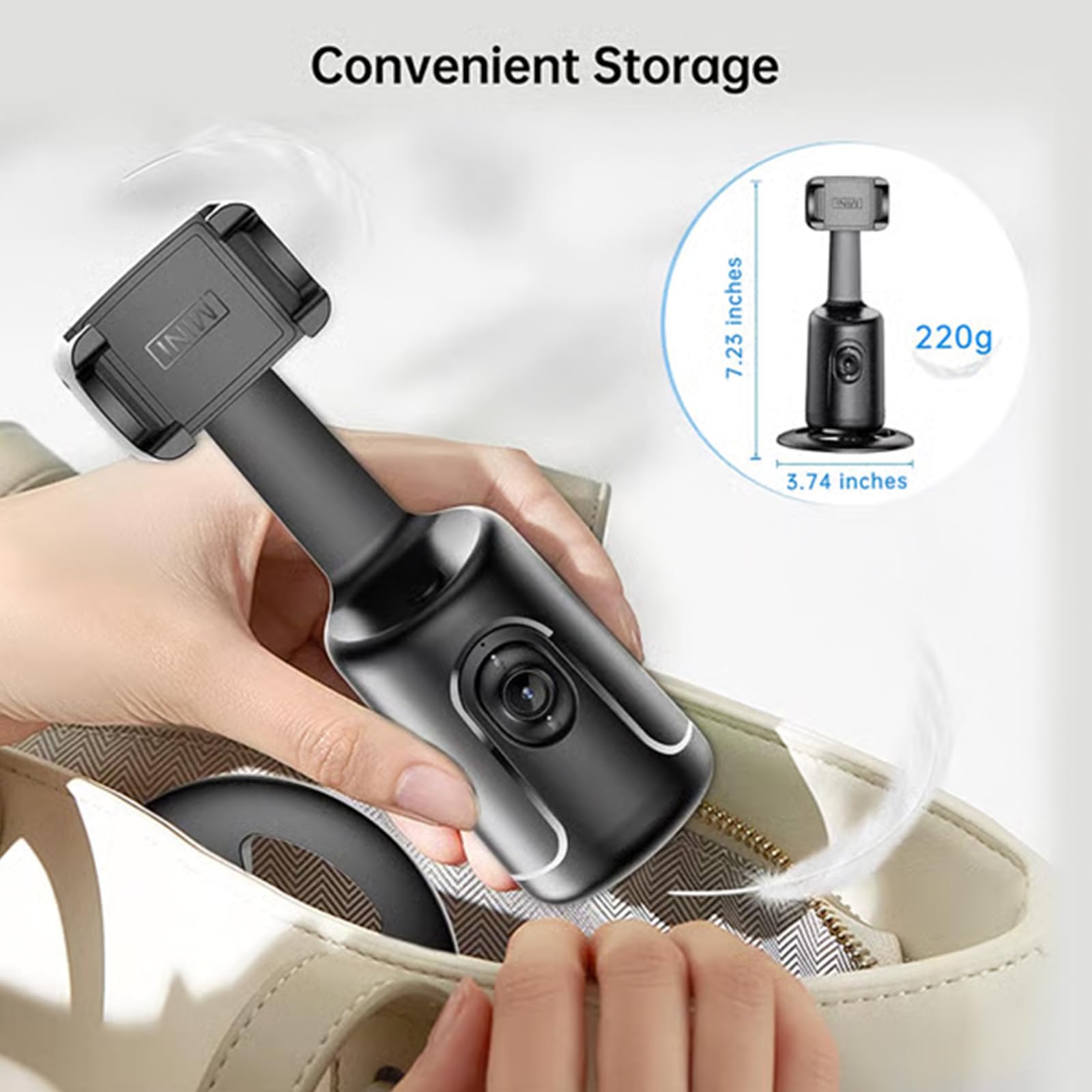 Smart AI Facial Recognition Phone Tripod, Auto Face Tracking & 360° Rotating Tripods Selfie Stick, Smart Tracking Gimbal Tripod with Remote for Video Recording Vlogging Selfie (Black)