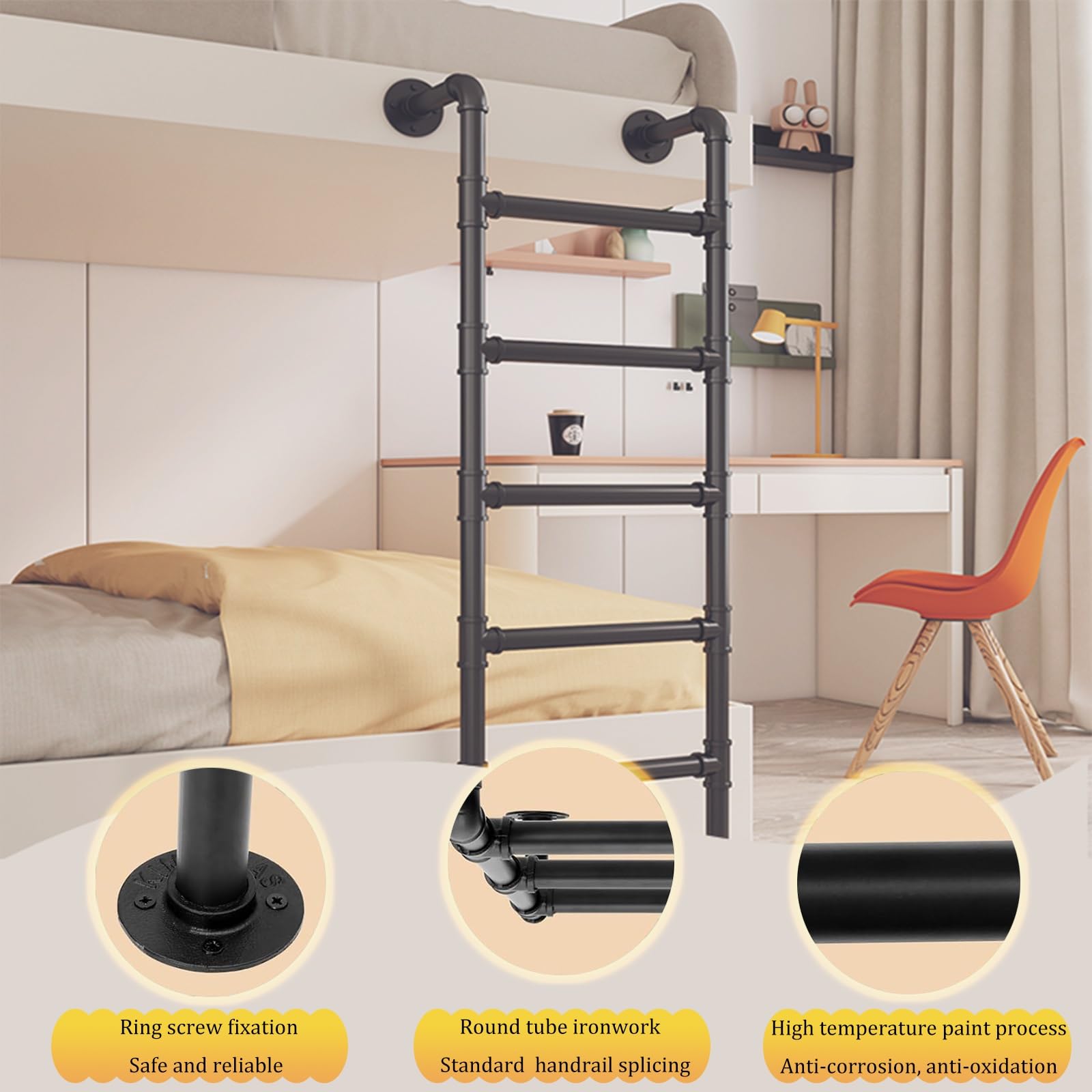 Scale Da Parete Ad Alta Resistenza Ingresso E Uscita Scale per Esterni, Tetti, Garage, Camper, Attici E Librerie(White,226cm/88.8in)