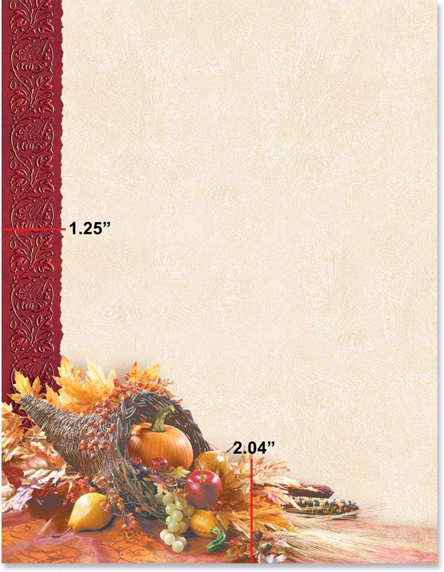 PaperDirect Harvest Cornucopia Letterhead, 8.5 x 11, 100 Count