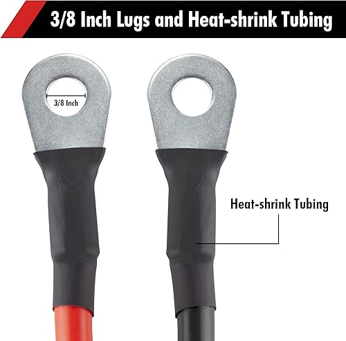 Miniatura 2 de Cables de batería Cartman de 8 AWG, cables de inversor de 24 pulgadas de 8 calibre, terminales de 38" para automóvil, marino, solar, ATV, cortadora