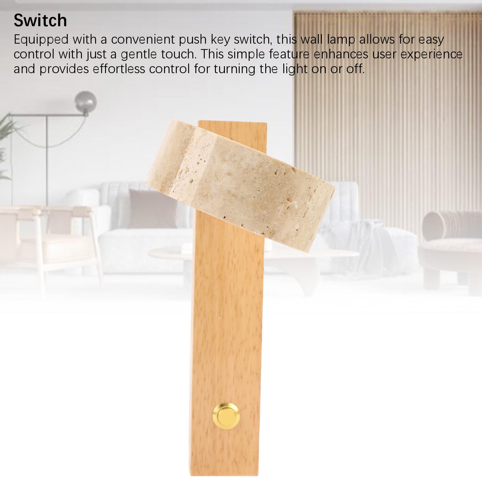 HEEPDD Rotierende Wandleuchten mit Schalter Verstellbarer Winkel LED Warme Leichte Rustikale Industriestein Holz Nacht Leselampe 30.3 Unzen Fest Verdrahtet (Originalholzfarbe)