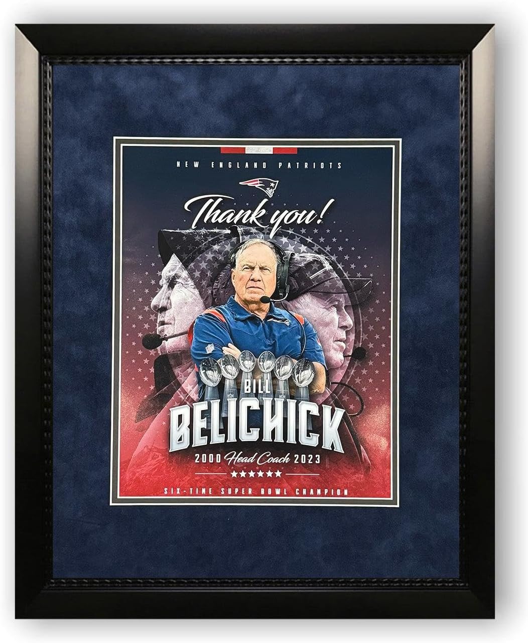 Bill Belichick New England Patriots Unsigned Photograph Framed to 11x14 - NFL Player Plaques and Collages