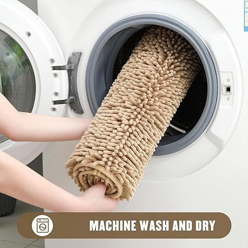 Miniatura 7 de MitoVilla Alfombras de baño color beige, suaves y absorbentes, antideslizantes, gruesas y lavables, alfombra de baño moderna de felpilla para suelo