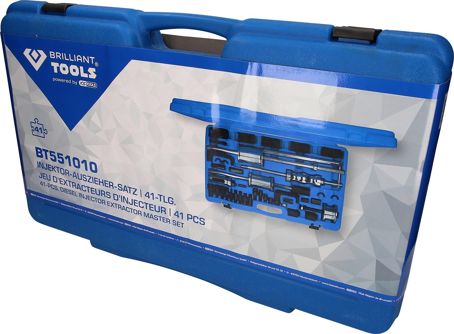 Jeu Extracteurs Injecteurs BT551010-41 Pièces pour Retirer Injecteur Diesel - pour les Réparations sur Injecteurs de Différentes Tailles - Extracteur à Percussion et Adaptateurs - BRILLIANT TOOLS