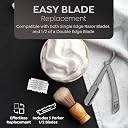 PARKER Safety Razor Men Parker Srx Heavy Duty Professional 100% Stainless Steel Straight Edge Barber Razor And 5 Shark Super Stainless Blades gallery image