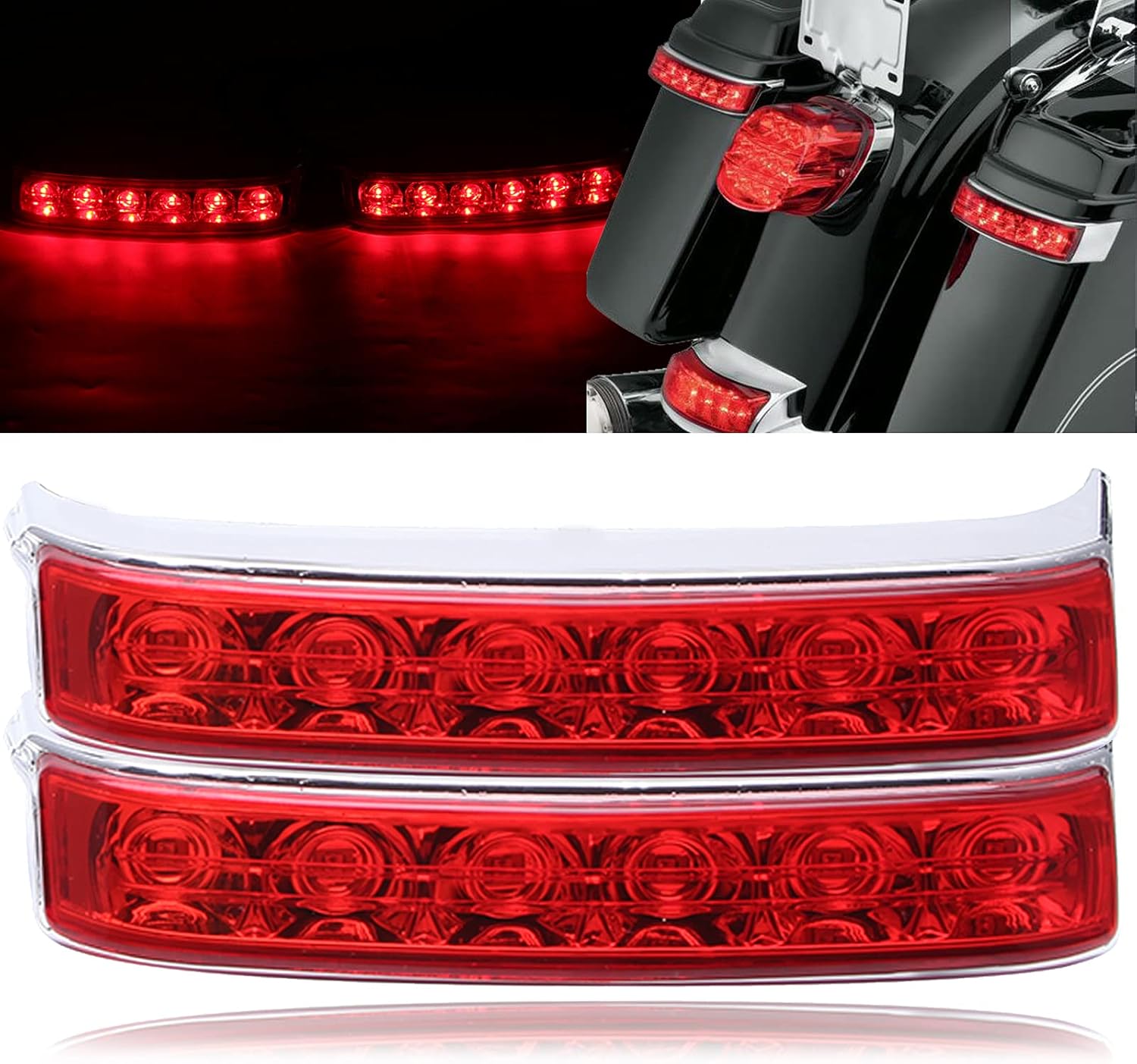 2PCS LED Saddlebag Motorcycle Tail Lights with Brake Light