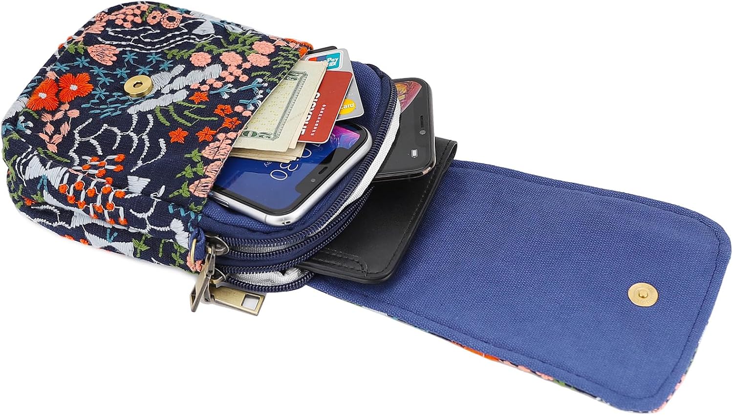 SILKAREA Embroidered Cute Mini Crossbody Bag for Women Small Handbags Wristlet Wallet Bag Cell-phone Pouch Coin Purse