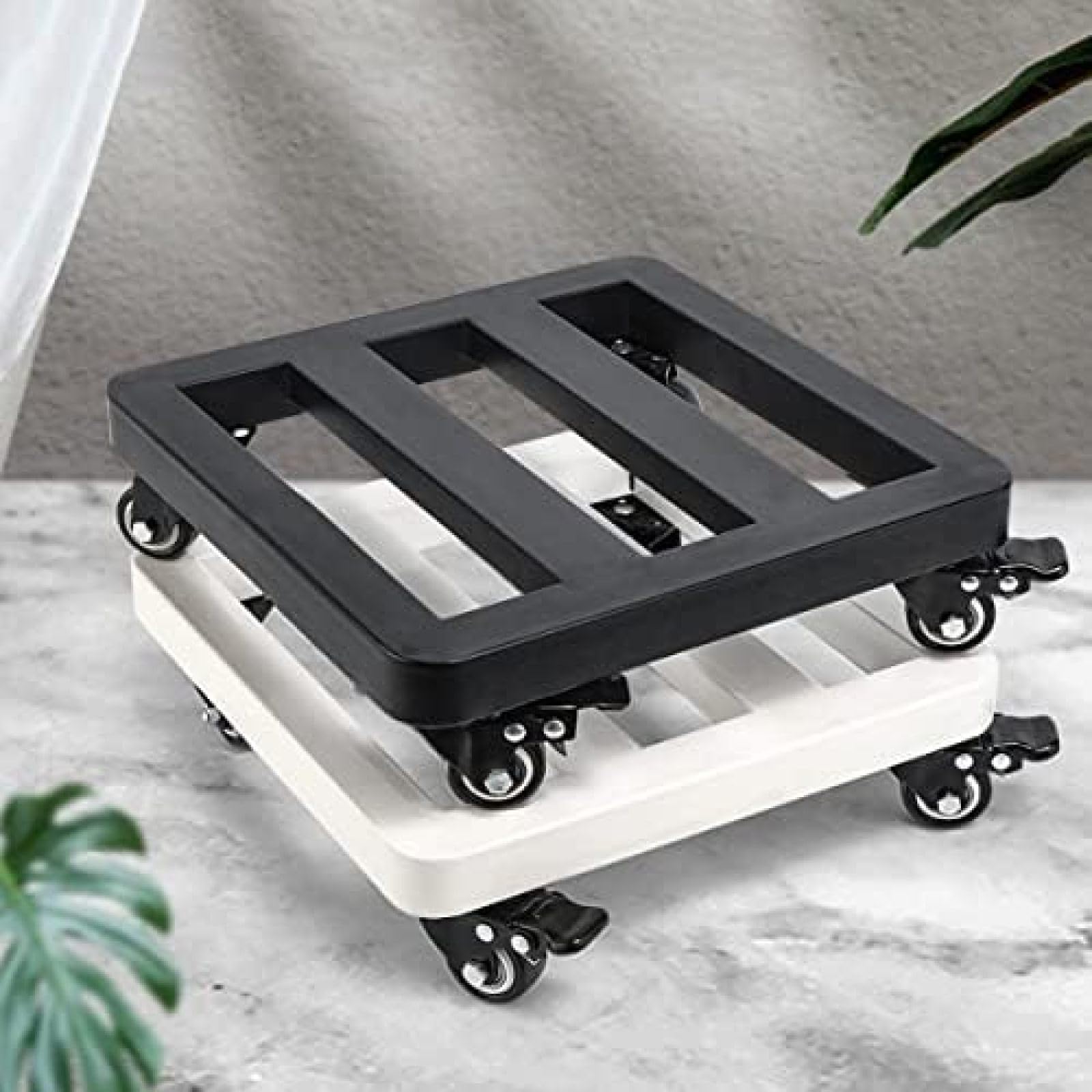 Chariot à plantes robuste en métal 30 cm avec roulettes pour pot de jardin