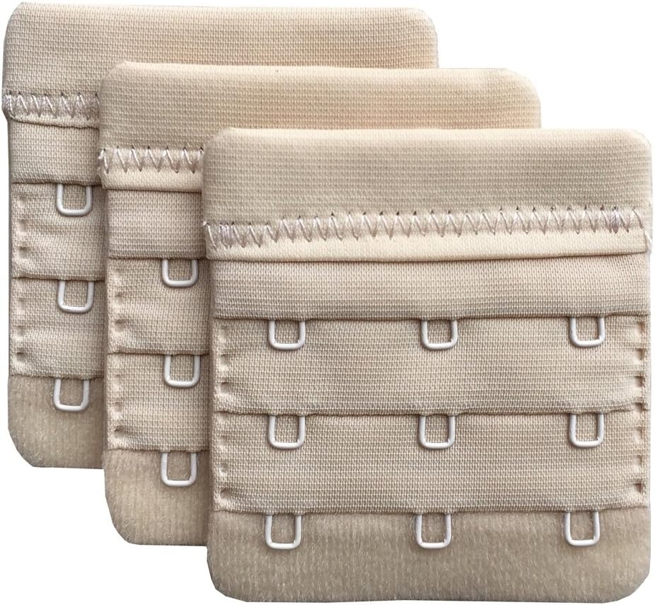 Women Pack of 3 Soft Comfortable 3 Hooks Bra Extender,2.4"x 2.3"
