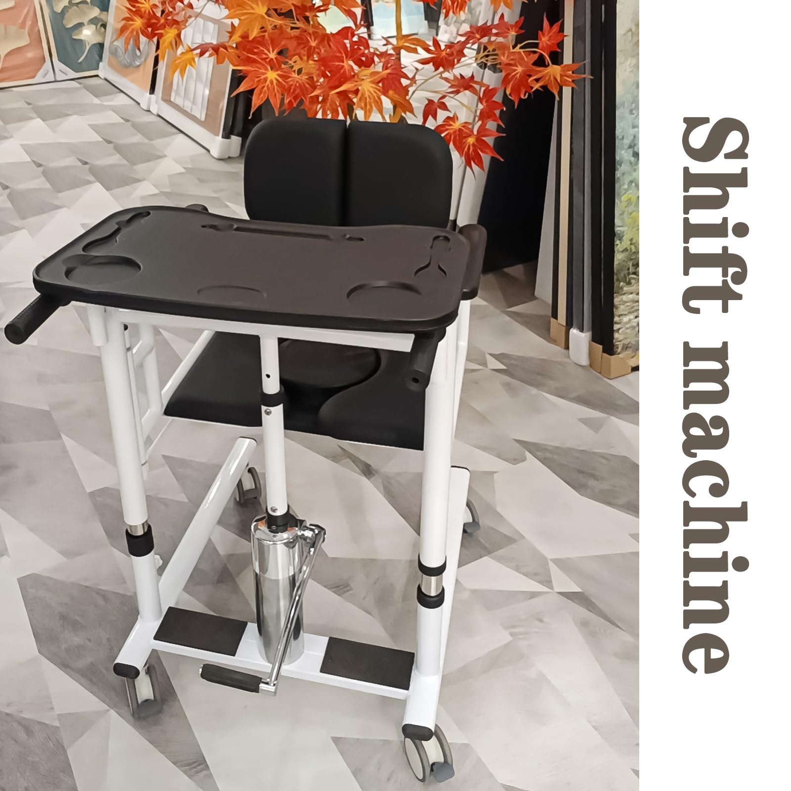 Sollevatore Paziente da Seduto a In Piedi per Anziani e Uso Domestico, Sedia a Rotelle Doccia Commode Mobile 4-in-1 Pesante, Capacità 440 lbs Altezza Regolabile 16-26" con Vaso Toilette Rimuovib blue