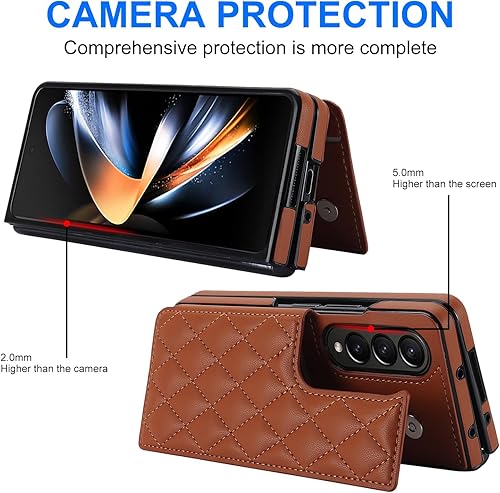 Miniatura 4 de XIZYO Funda para Samsung Galaxy Z Fold 4, Z Fold 4 Wallet Case con ranura para tarjetero y soporte para tarjetero, bonita funda de piel estética
