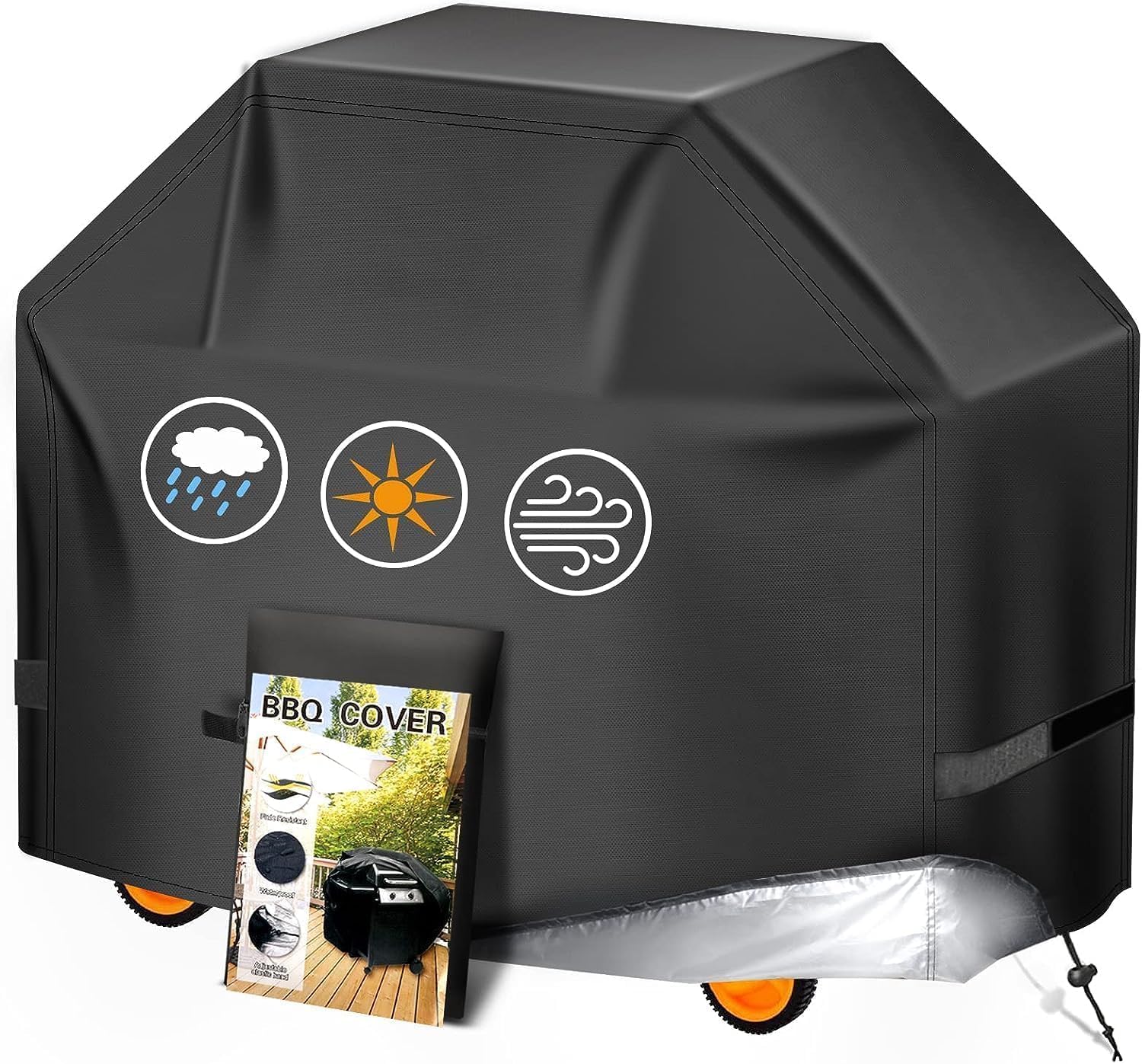 Aoretic Grill Cover 52 inches Gas-BBQ Grill Cover, Waterproof,Anti-UV Material with Hook-and-Loop & Adjustable Hem Drawstring for Weber Nexgrill Char-Broil Monument Dyna-Glo