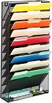 EASEPRES Mesh suspendu porte-fichier mural Organisateur Stockage 6-Tier Black Paper Clipboard Rack Vertical Metal Wall Mounted Files Holder Organization for Office Home School, Noir