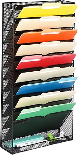 Miniatura 18 de EASEPRES Organizador de archivos de escritorio de malla de 6 niveles, soporte de organización de documentos para colgar en la pared, soporte Verde