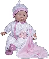 Vista 1 de La Baby Muñeca bebé de 11 pulgadas de cuerpo suave pequeño de raza caucásica JC Toys - La Baby Lavable Traje desmontable blanco y rosa