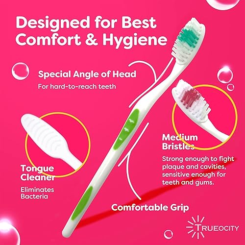 Miniatura 8 de Cepillos de dientes envueltos individualmente a granel, paquete de 30 cepillos de dientes a granel, cerdas medianas, cepillos de dientes