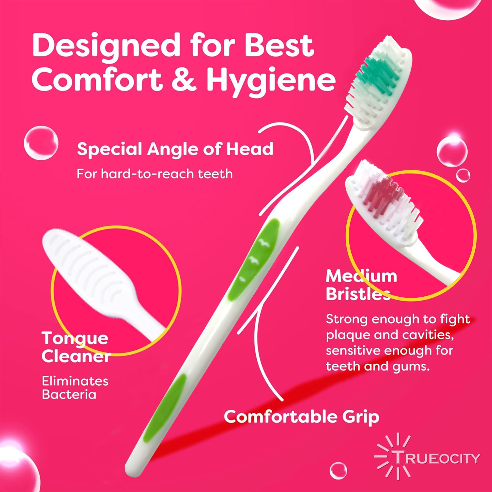 Paquete de 30 cepillos de dientes envueltos individualmente, cerdas medianas, multicolor y perfectos para adultos y niños, paquete de viaje, cepillos de dientes desechables para uso a granel 8