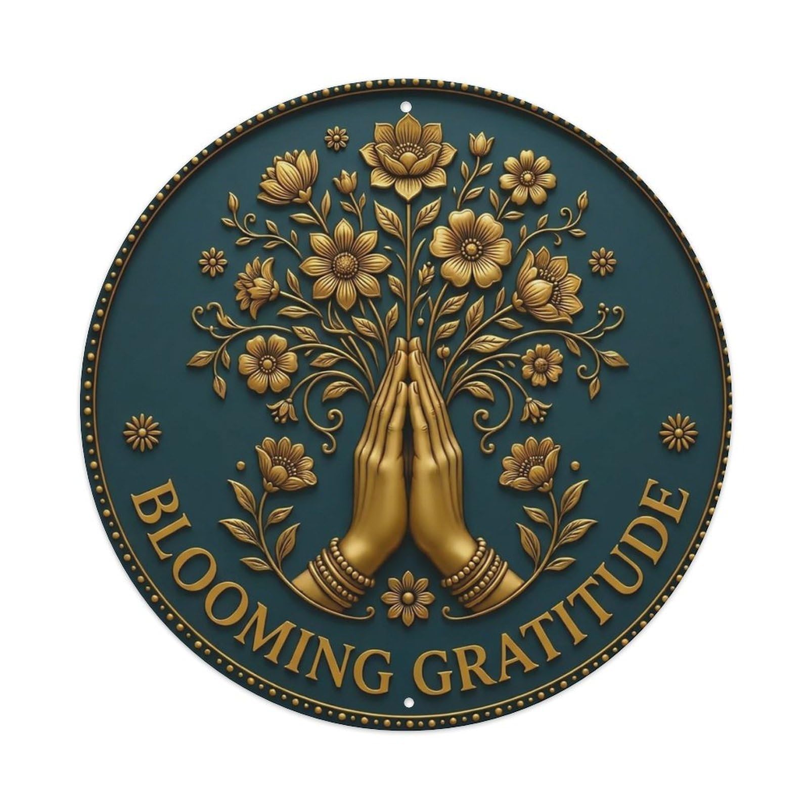 Vintage Blooming Gratitude Flower Zen Yoga Metal Tin Sign