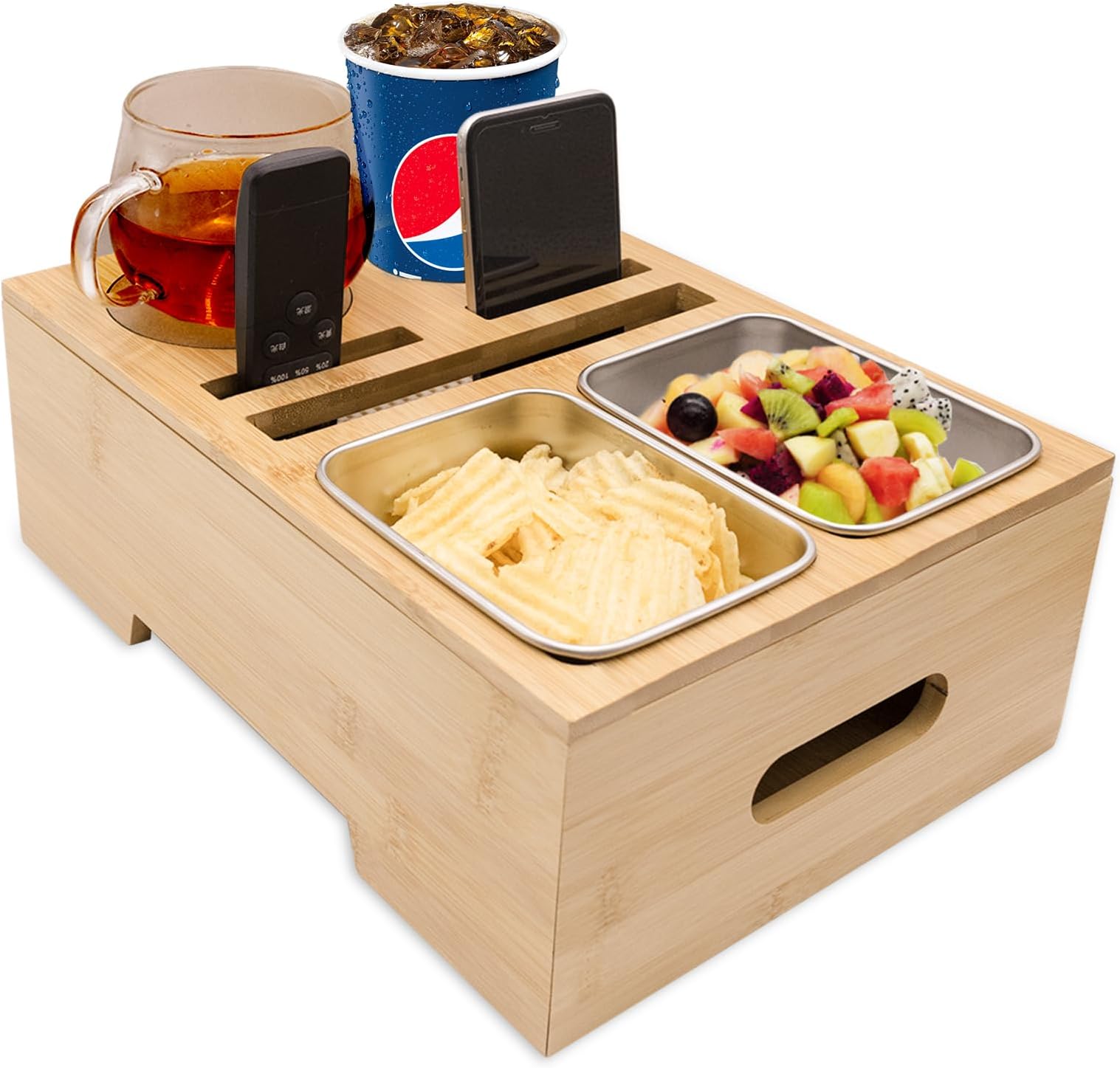 Wooden Serving Tray with cup holder Coffee Table Rustic