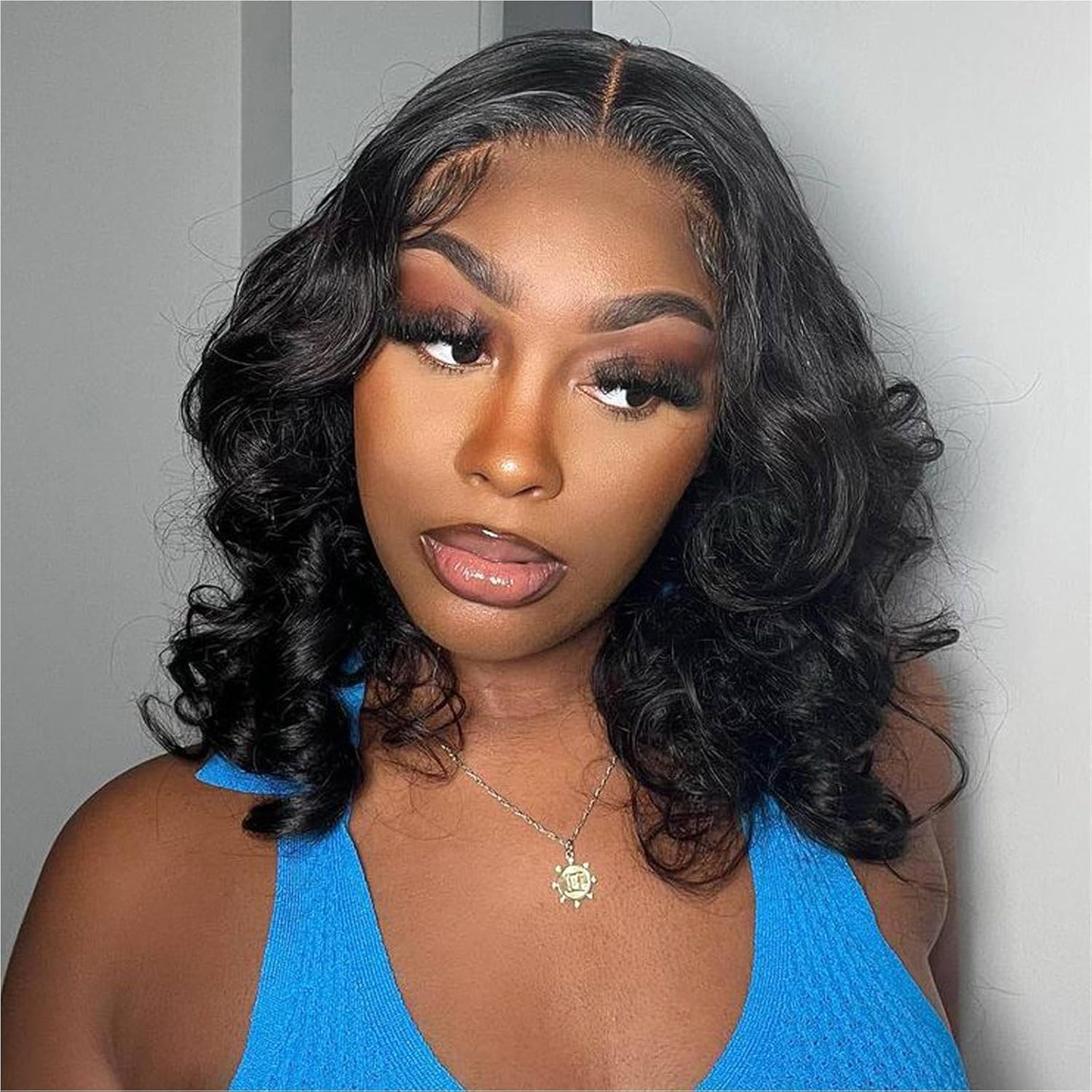 Human Hair Wigs 13x4 Frontal Lace Wig 16 Inch 180% Density Lace Front Wigs Human Hair Pre Plucked Wigs for Women