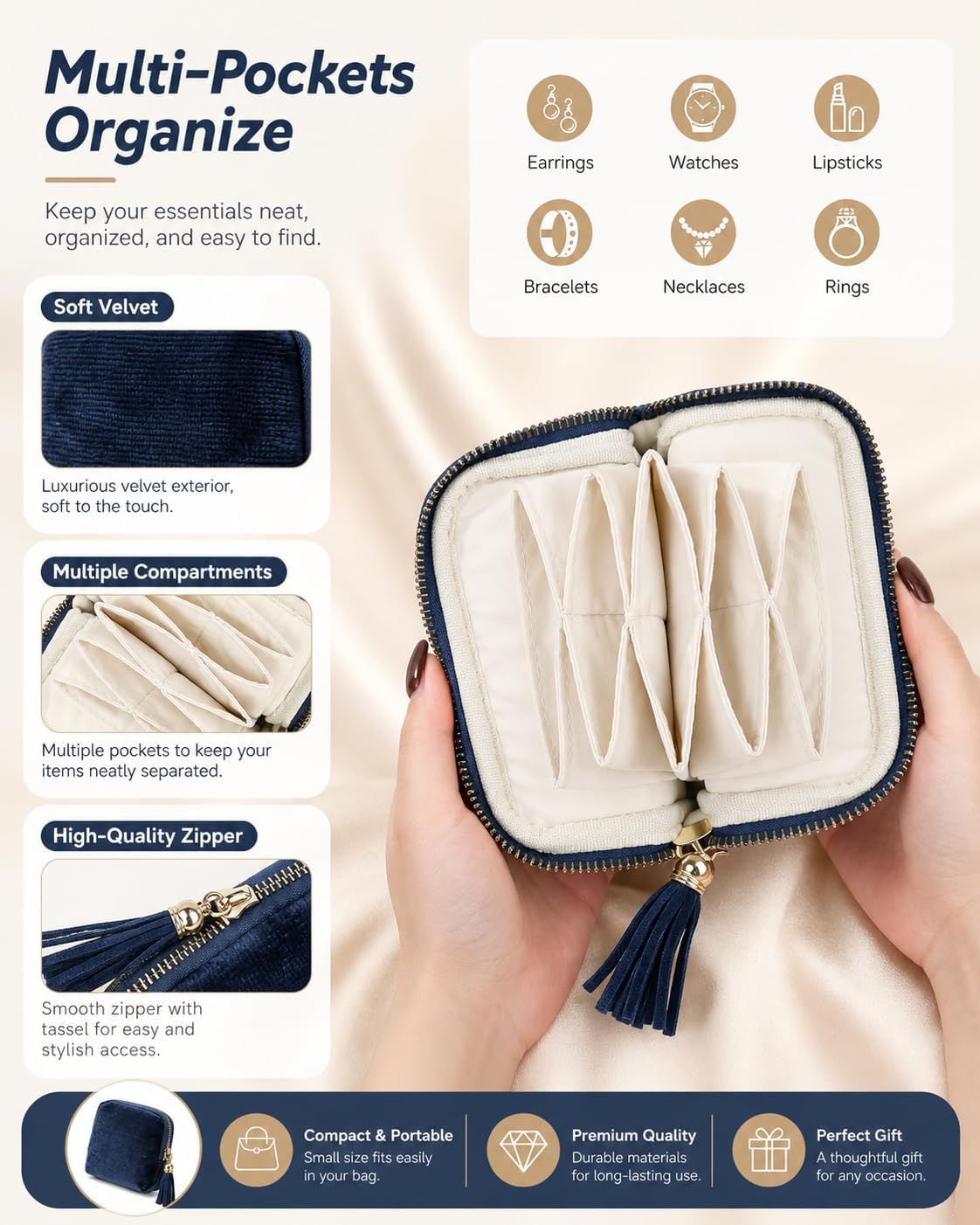 Mini Velvet Travel Jewelry Bag, Jewelry Organizer Pouch image 2