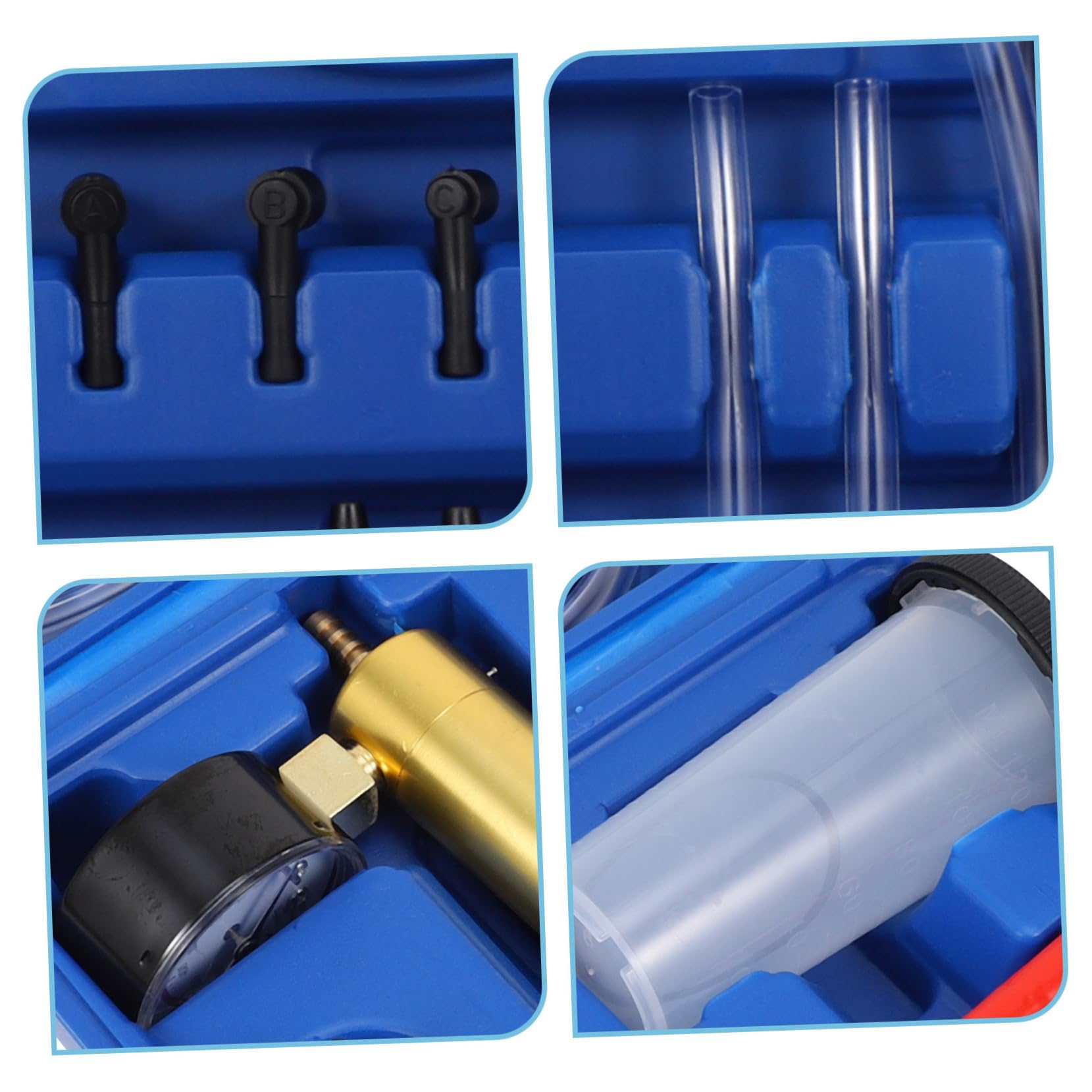 Bomba de Vacío Manual para Purgado de Frenos Adaptador Azul, Herramienta Portátil de Hierro y Plástico para Mantenimiento en Coches y Talleres