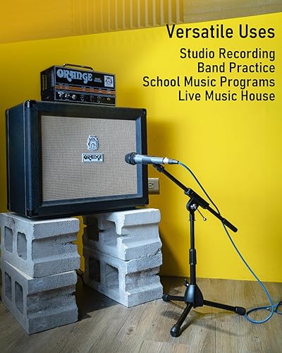 Miniatura 7 de Stage Rocker Trípode plegable de bajo perfil para micrófono, altura que se extiende de 9.6 a 16.9 pulgadas, con brazo telescópico ajustable de hasta