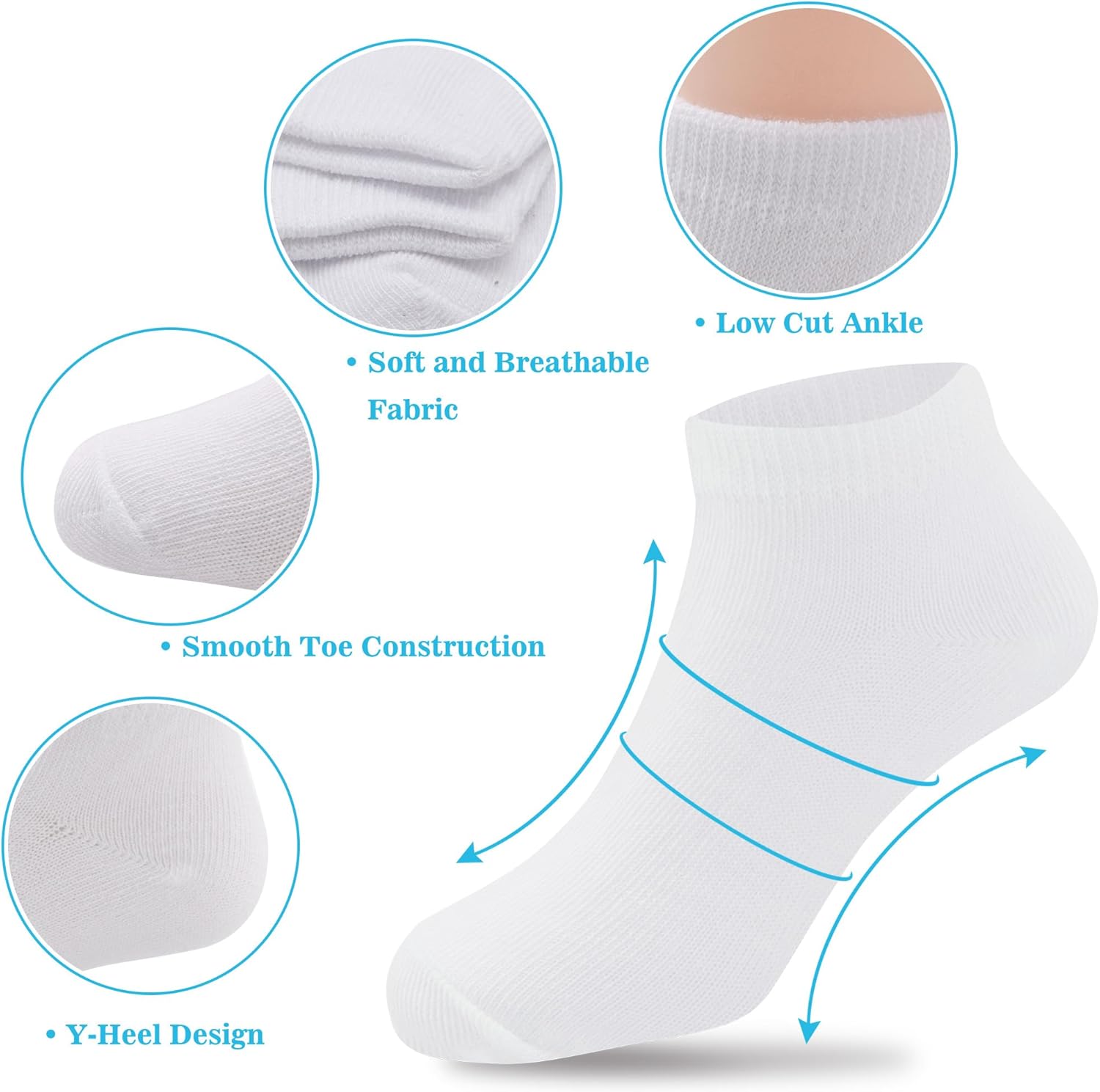 Duufin 12 Pairs Kids Socks Boys Girls Unisex Athletic Low Cut Half Cushion Ankle Socks for Kids 2-15 Years Old - Image 5