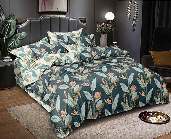 Ab Home decor 170 TC Glace Cotton Blanket Cover-Razai Cover-Quilt Cover-Duvet Cover for Double Bed Size with Zipper (Dohars) 90x100 inch-Green Color