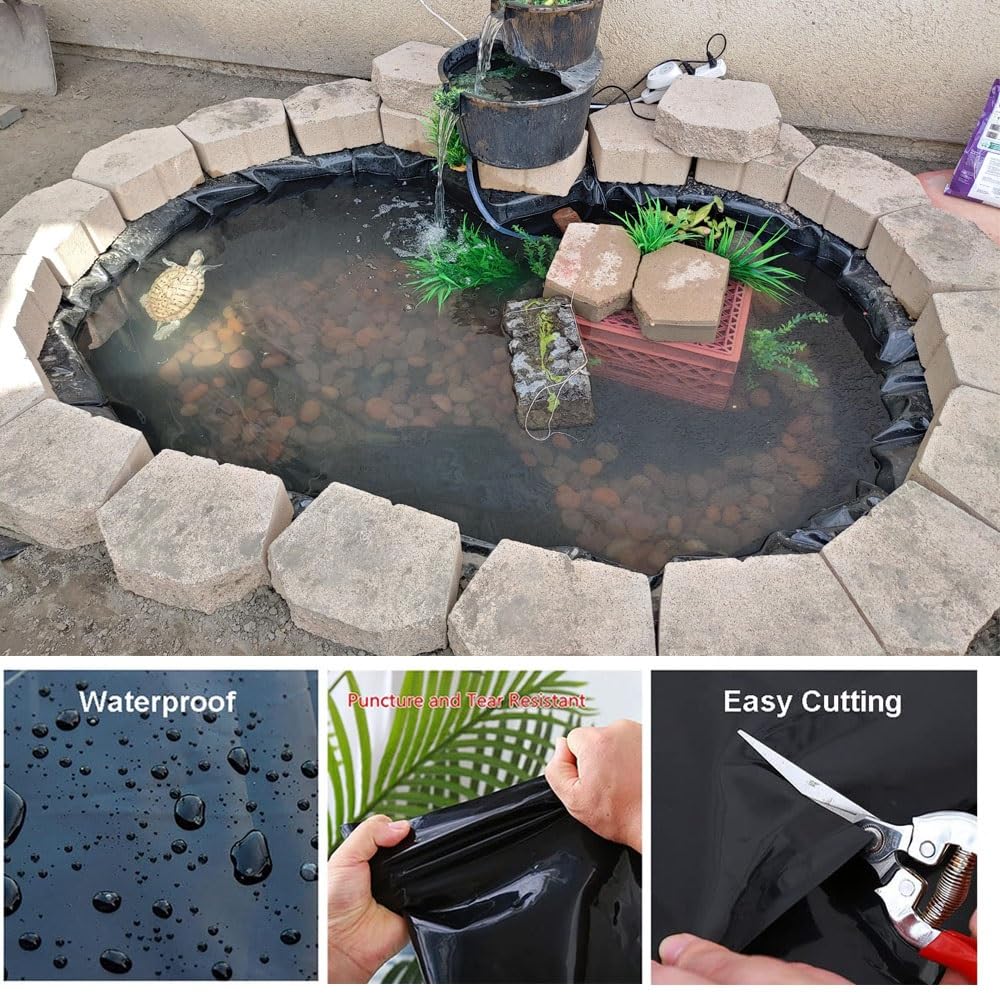 Rivestimento per laghetto, 3 x 5 m, membrana resistente da 0,12 mm, per laghetti, cascate e giardini acquatici, pellicola flessibile per laghetti, progetti fai da te