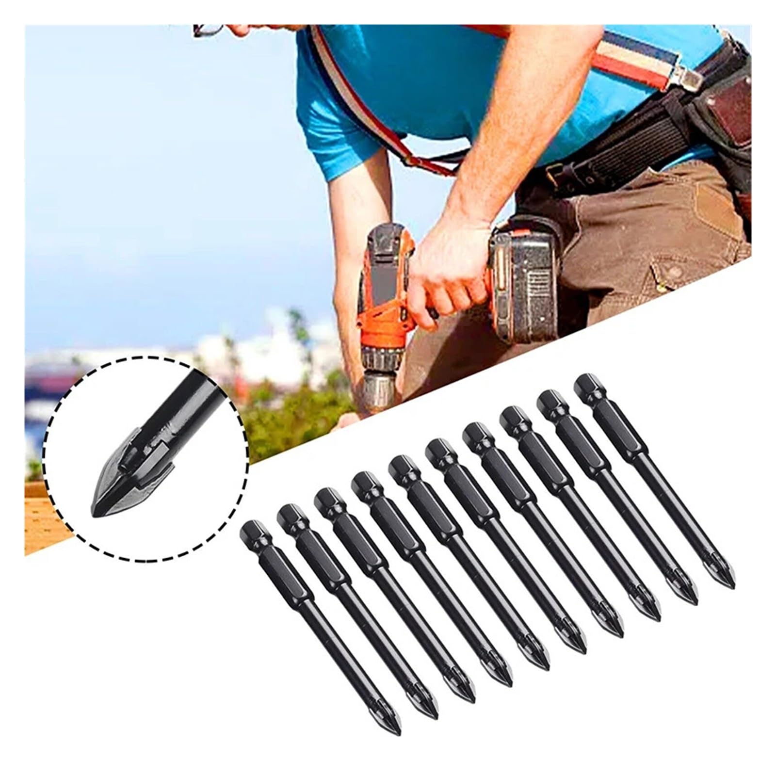 Set di punte da trapano a quattro lame 30/20 pezzi 6 mm for forare piastrelle e strumenti in calcestruzzo(20PCS 6mm)