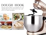 Professional Stand Mixer, 6-Qt with Timer, MK37 500W 6-Speed Tilt-Head Food Electric Mixer Kitchen Machine,Plastic (Champagne)
