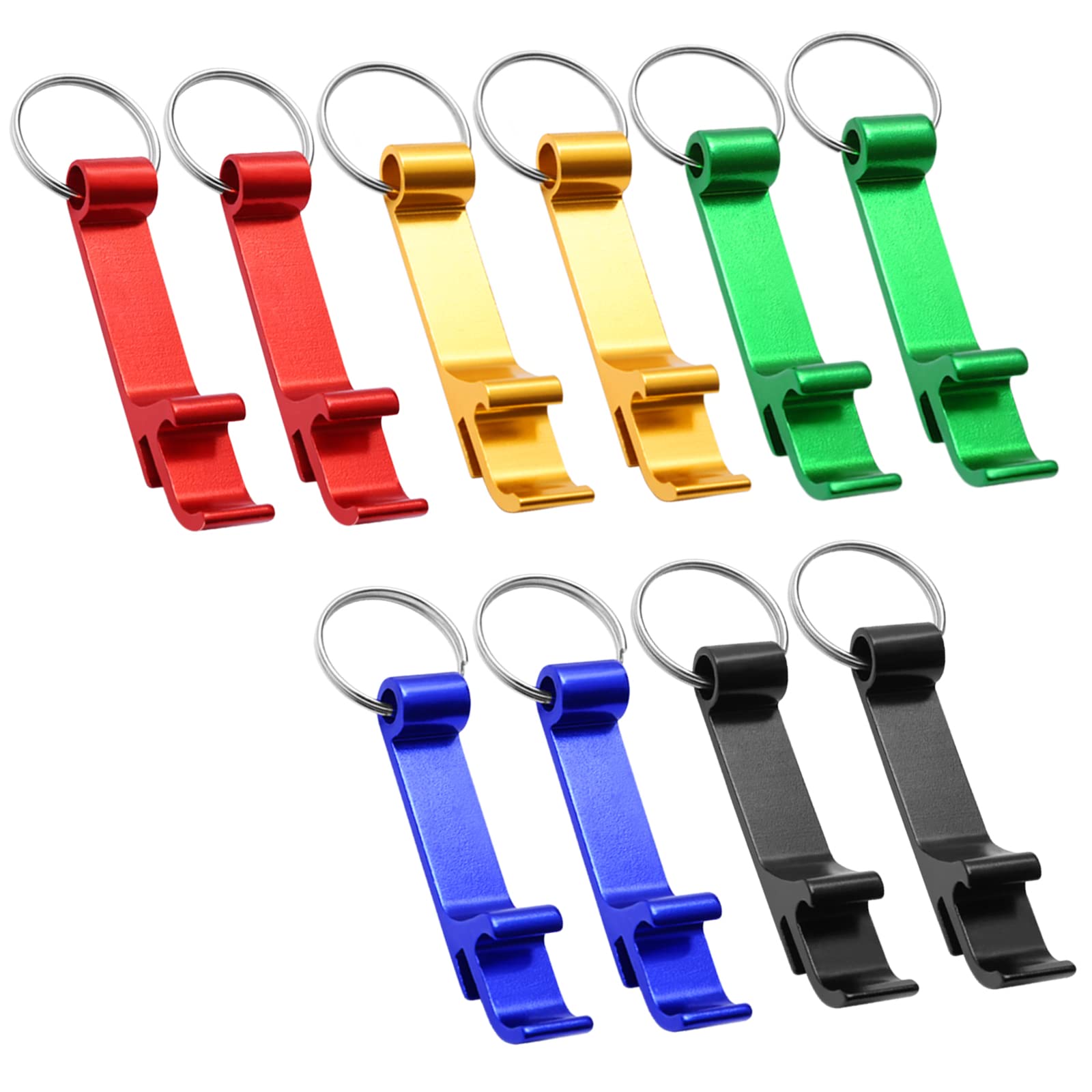 10 Pcs Multi Colour Bottle Opener Keyring, Portable Aluminum Beer Bottle Opener Keychain, Claw Bar Keyring Bottle Openers for Men, 5 Colour