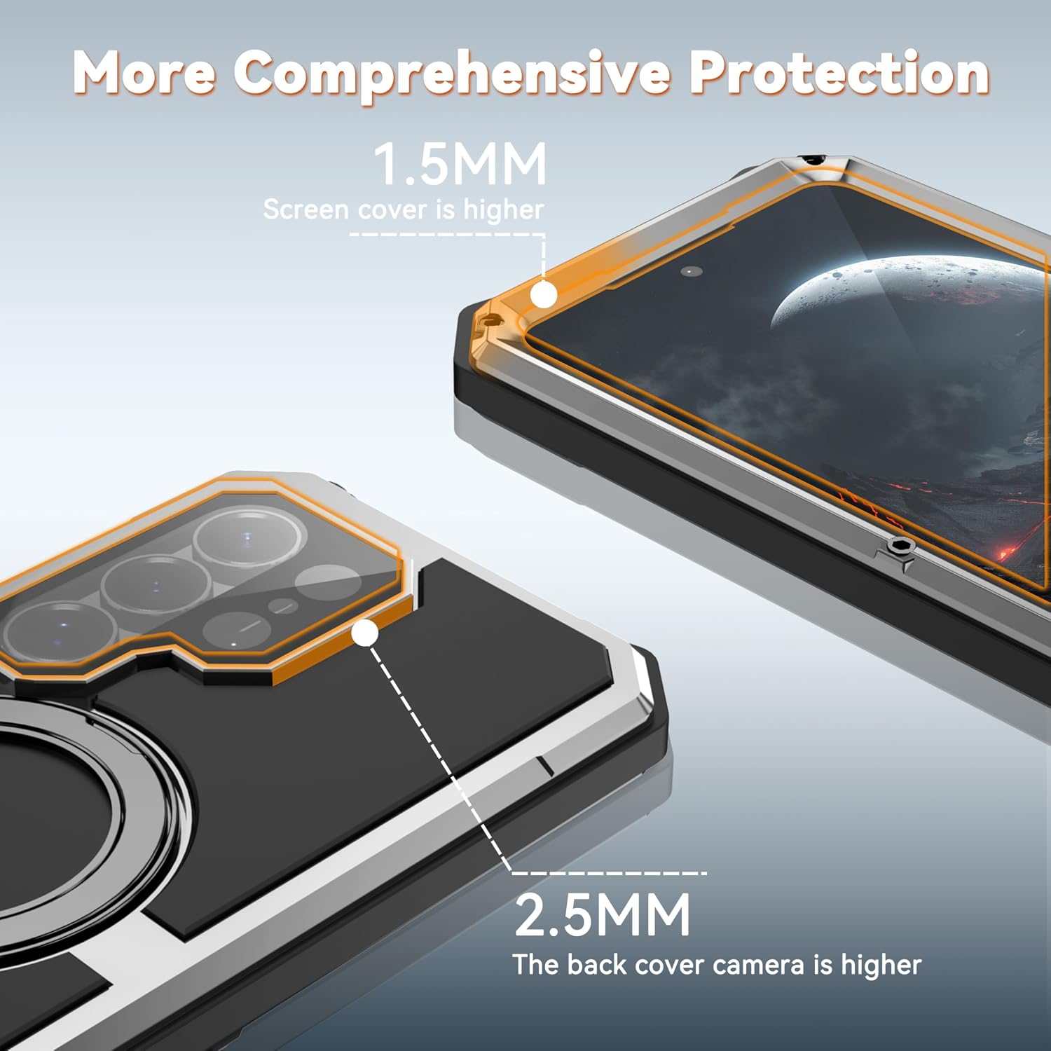 Compatible for Samsung Galaxy S26 Ultra Metal Case,Outdoor Aluminum Metal Gorilla Glass Shockproof Military Heavy Duty Sturdy Protector Cover Hard Case with Screen Protector (Silver)