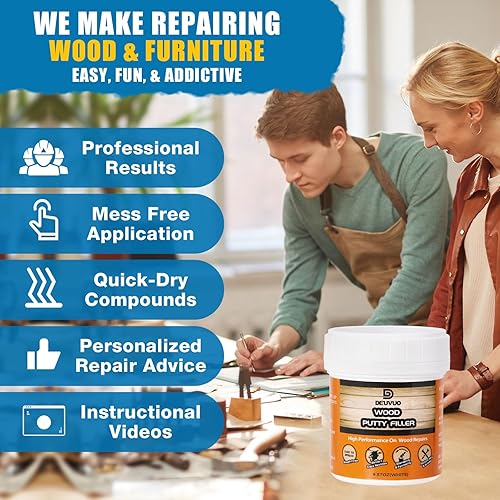 Miniatura 2 de Deuvuo Relleno de madera de cedro, kit de relleno de masilla de madera de cedro de alto rendimiento  Soluciona rápidamente grietas e imperfecciones