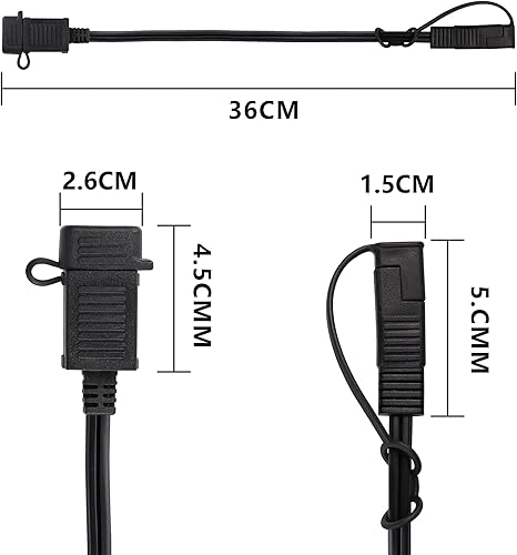 Miniatura 7 de GELRHONR SAE - Cable de conexión rápida a USB para motocicleta, puerto USB de 5 V 2.1 A, enchufe de alimentación con cubierta impermeable,