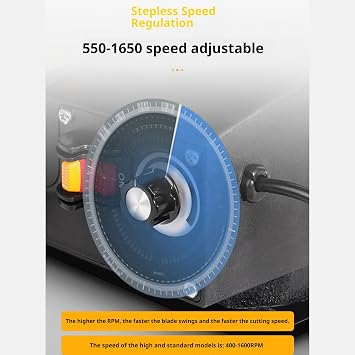 Variable Speed Scroll Saw 180W 50mm Cutting Height, 0-45° Tilting Table, Pin Blades LED Light, for Wood Plastic Metal DIY & Woodworking