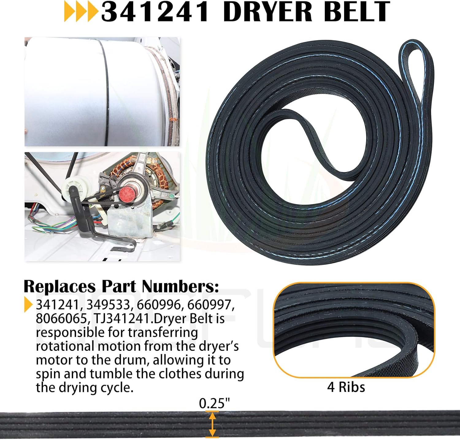 【Upgraded】 4392065 Dryer Repair Kit with 341241 Dryer Belt 349241T Dryer Drum Roller Kit 691366 Dryer Idler Pulley and Dryer Drum Shaft Replaces AP3131942 for Whirlpool Kenmore Dryer