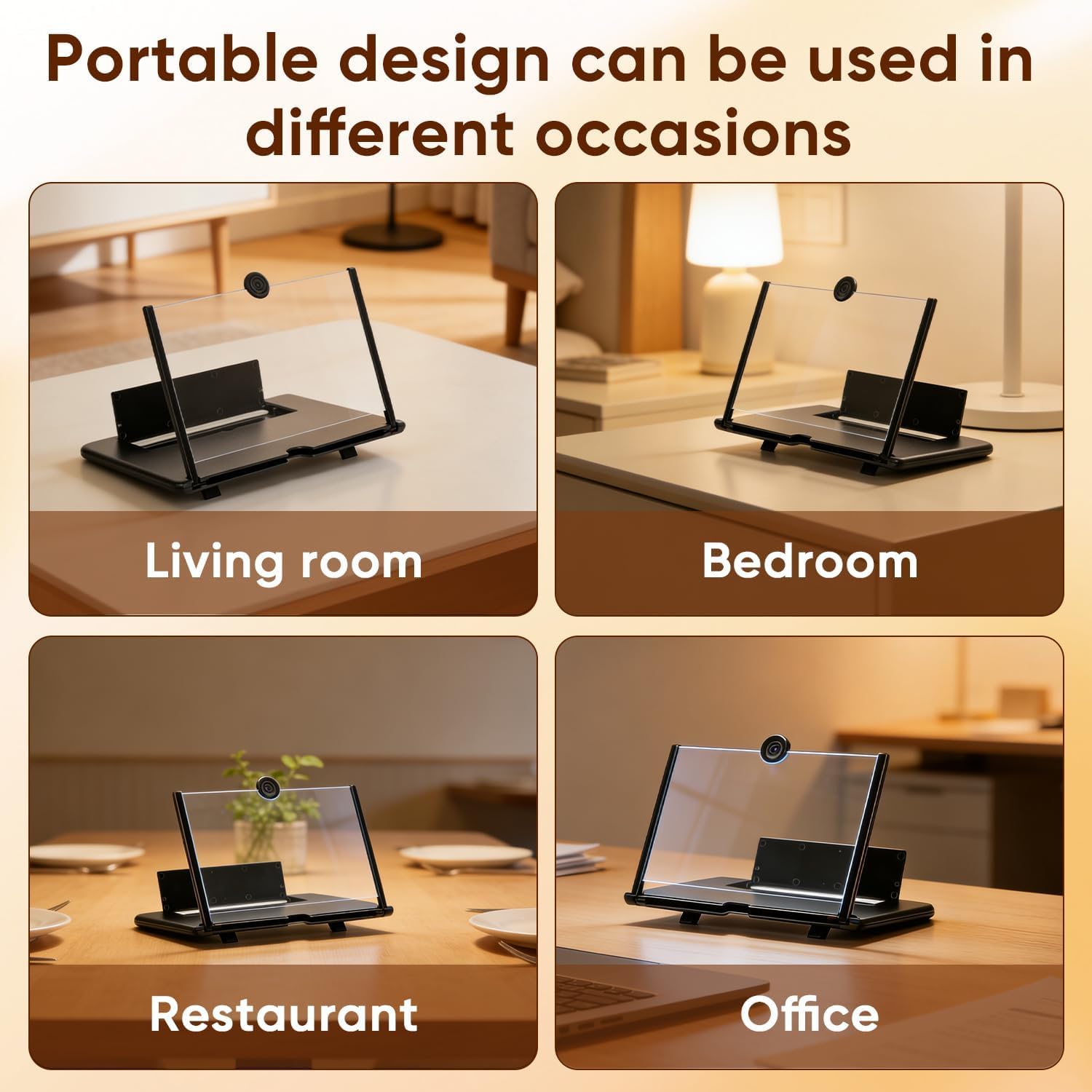 Loupe d'écran de téléphone portable HD pliable avec support pour films et jeux, cadeau universel pour homme