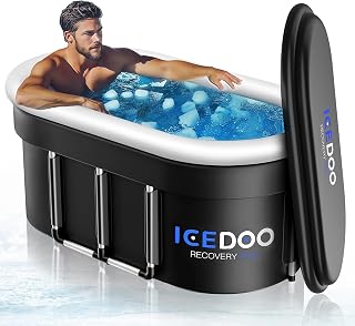 Wxtkkom Upgraded 132 Gal XXL Large Oval Ice Bath with Air Ring, Multi-Layered Portable Cold Plunge Tub for Athletes, Foldable & Inflatable Cold Tub Recovery at Home, Outdoors,Gym Use Bathtubs.