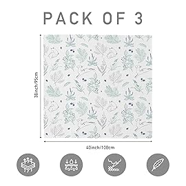 Muslin Swaddle Blankets for Newborn, 3 Pack Breathable Soft Receiving Blanket, Large 38 x 40 inches Swaddle Wrap Burping Clothes Diapers, Essentials Infant Shower Items, Toddler Gift (Fawn & Leaves)