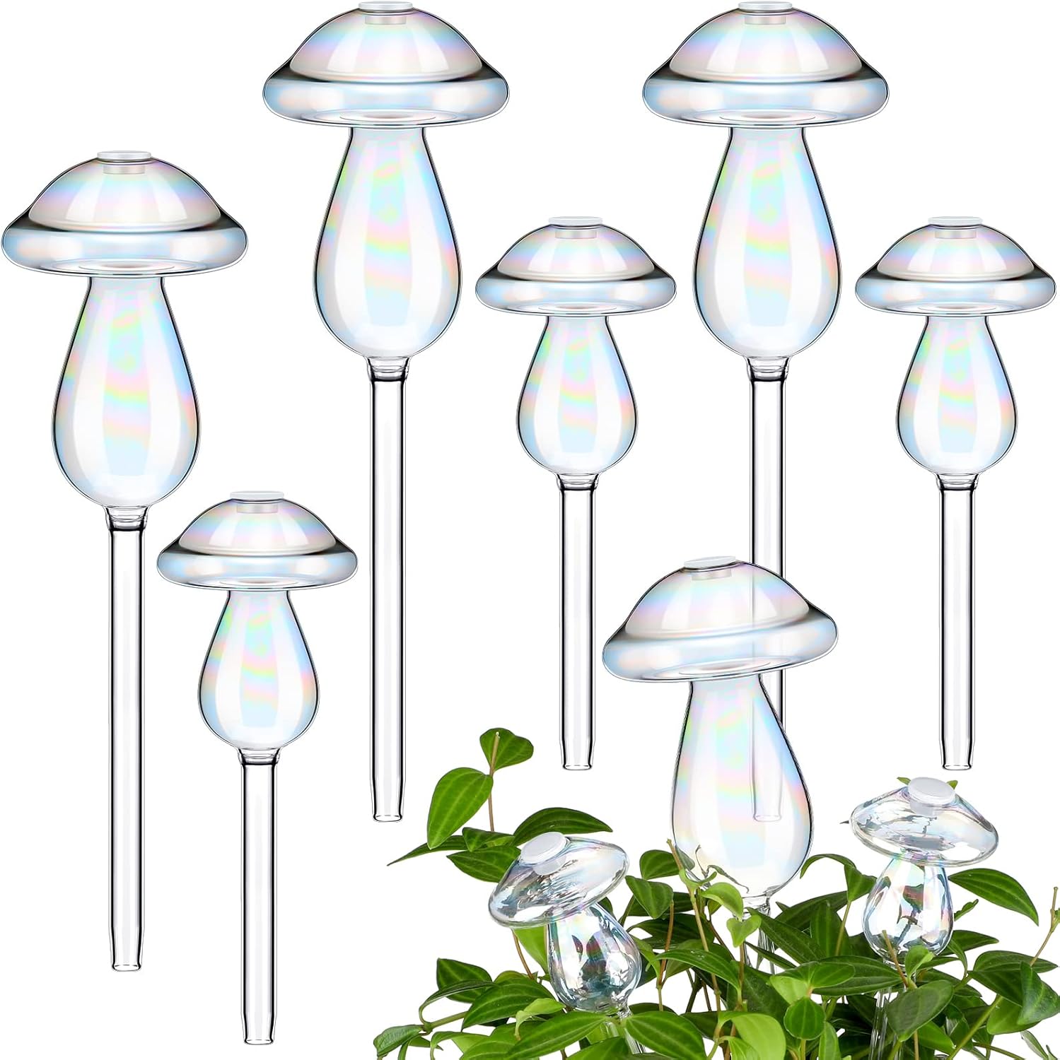 Eaasty 6 Pieces Iridescent Plant Watering Globes Colorful