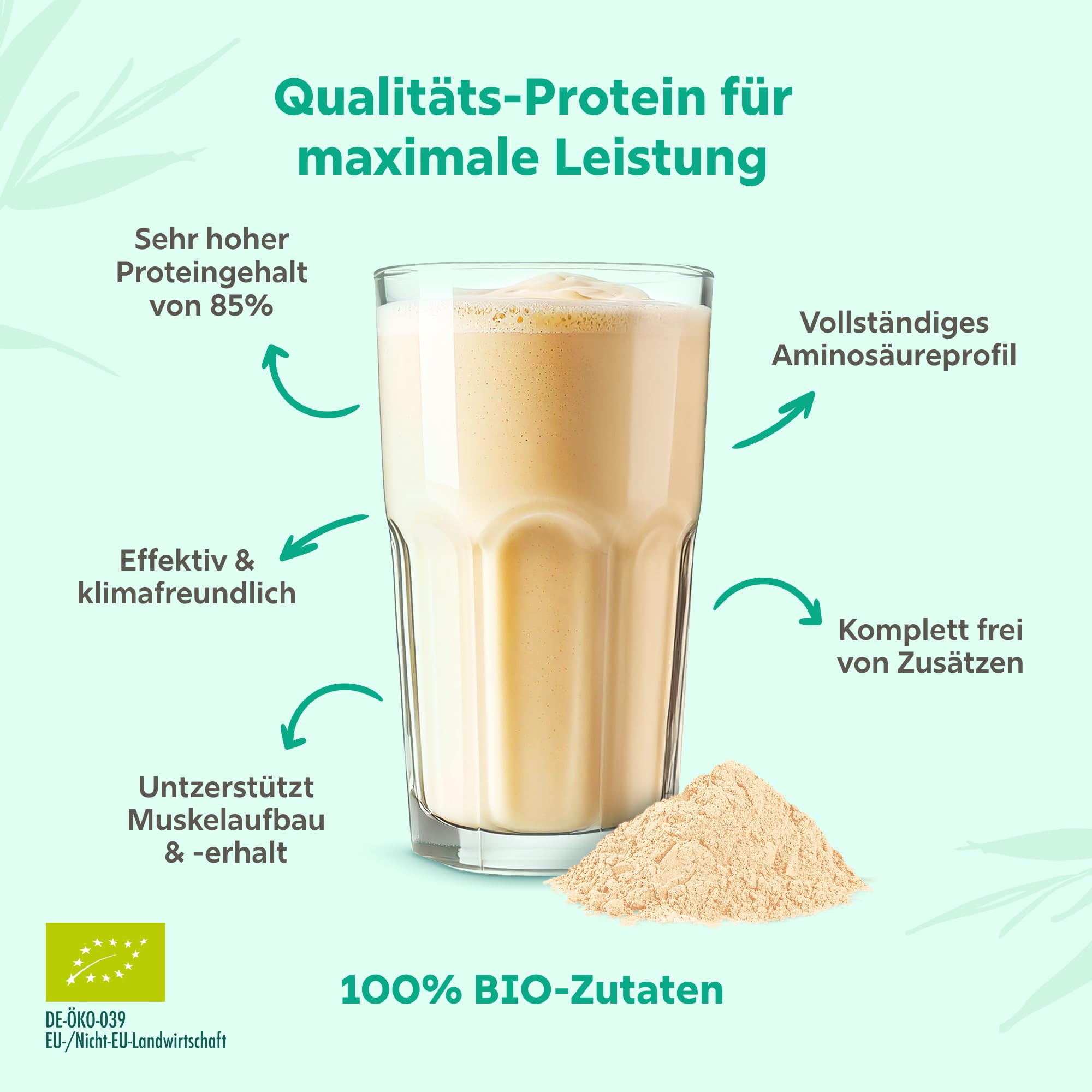 STRIVE ULTIMATE PROTEIN | 100% BIO Vegan | Natur | Optimales Aminosäureprofil | 1kg Bio Eiweiß Pulver mit 85% Proteingehalt | Ohne Zucker & Süßungsmittel | Made in Germany DE-ÖKO-039