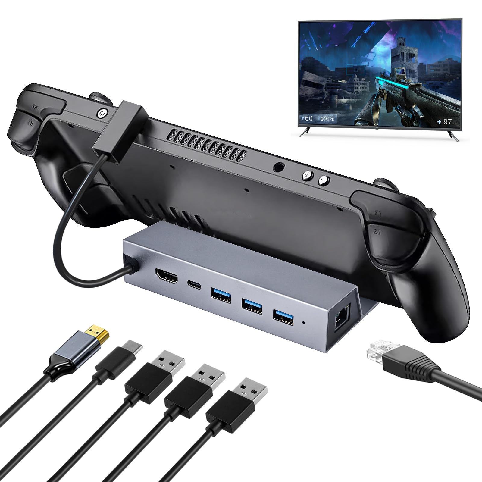 Switch Docking Station, 6 in 1 Docking Station USB C per Switch, Dock per Switch con HDMI 4K@60Hz, USB 3.0, Carica Rapida PD 100W, RJ45 100M