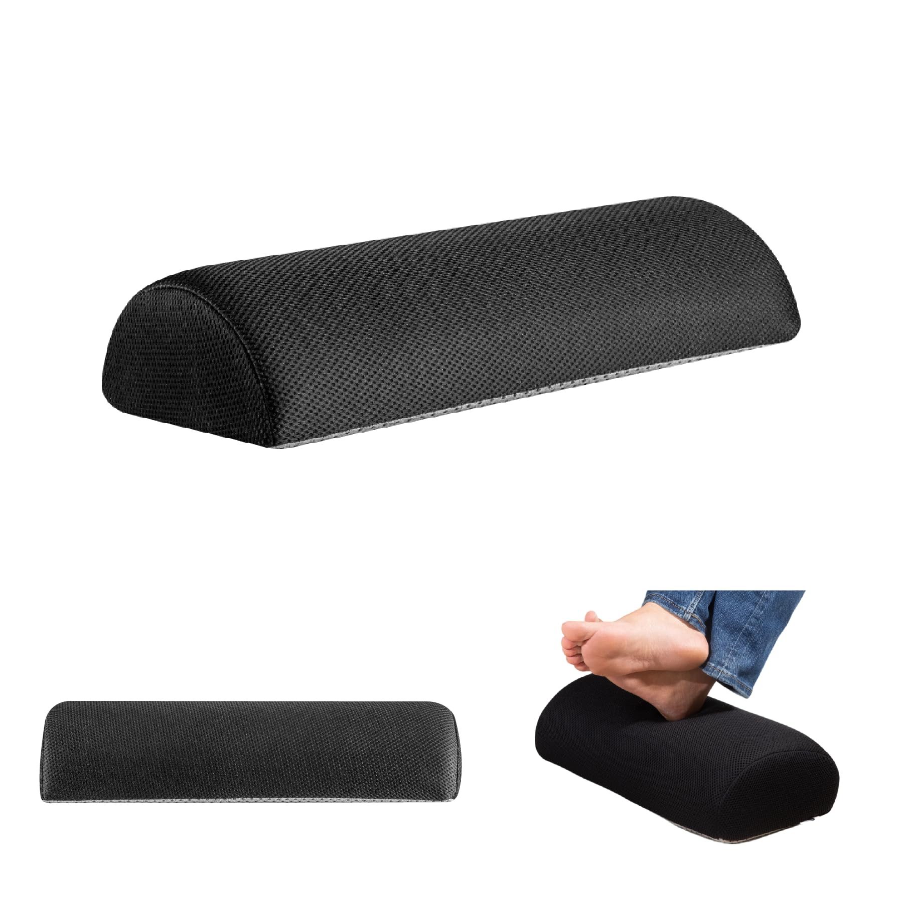 The White Willow HR Foam Footrest Cushion For Under Table Office,Gaming,Work & Study Desk For Leg Support Ideal For Home Office With Non Slip Bottom -(19L x 7.5W x 4H), Black