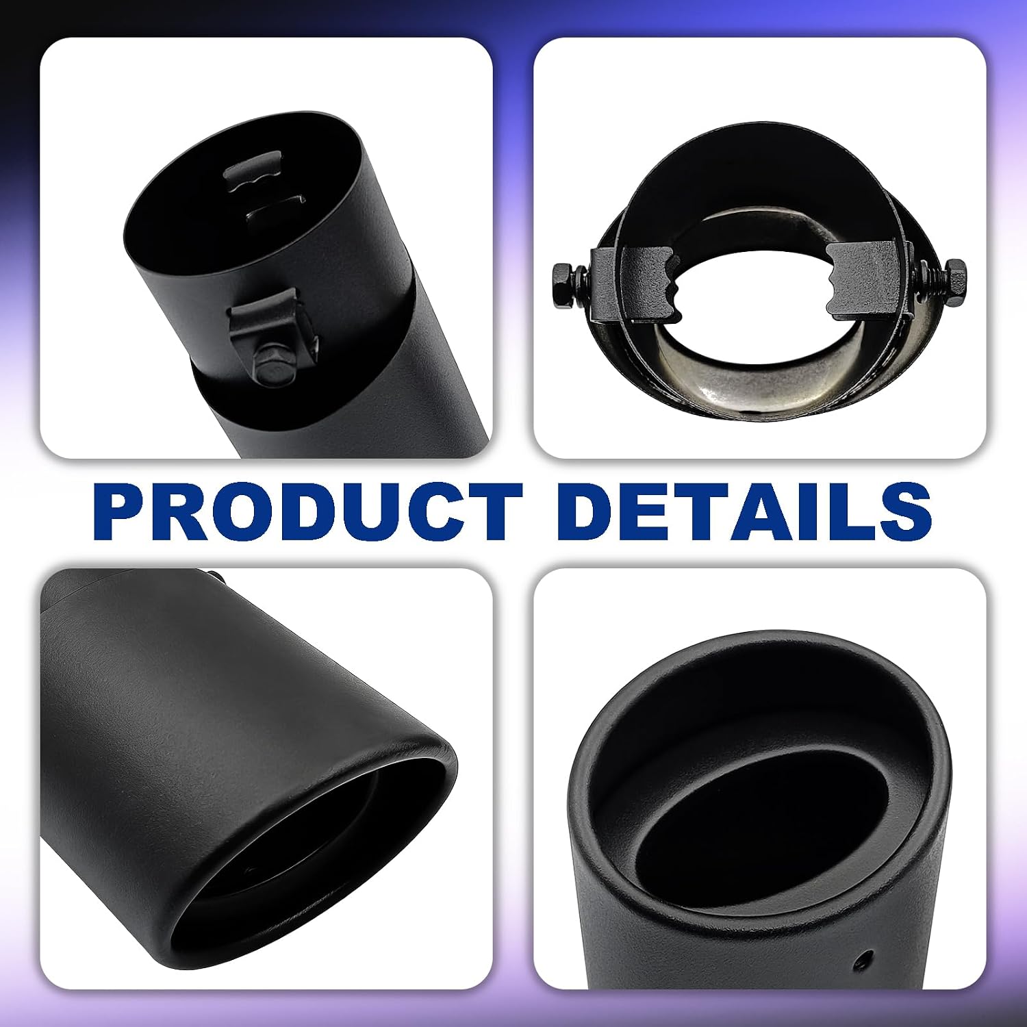 Stainless Steel Car Exhaust Tip, 2.5" Inlet 3.3" Outlet, Steel Exhaust Tips, Universal Car Exhaust Pipe Modification Tail Throat Tail Pipe, Fit for Most Cars (Straight, Black)