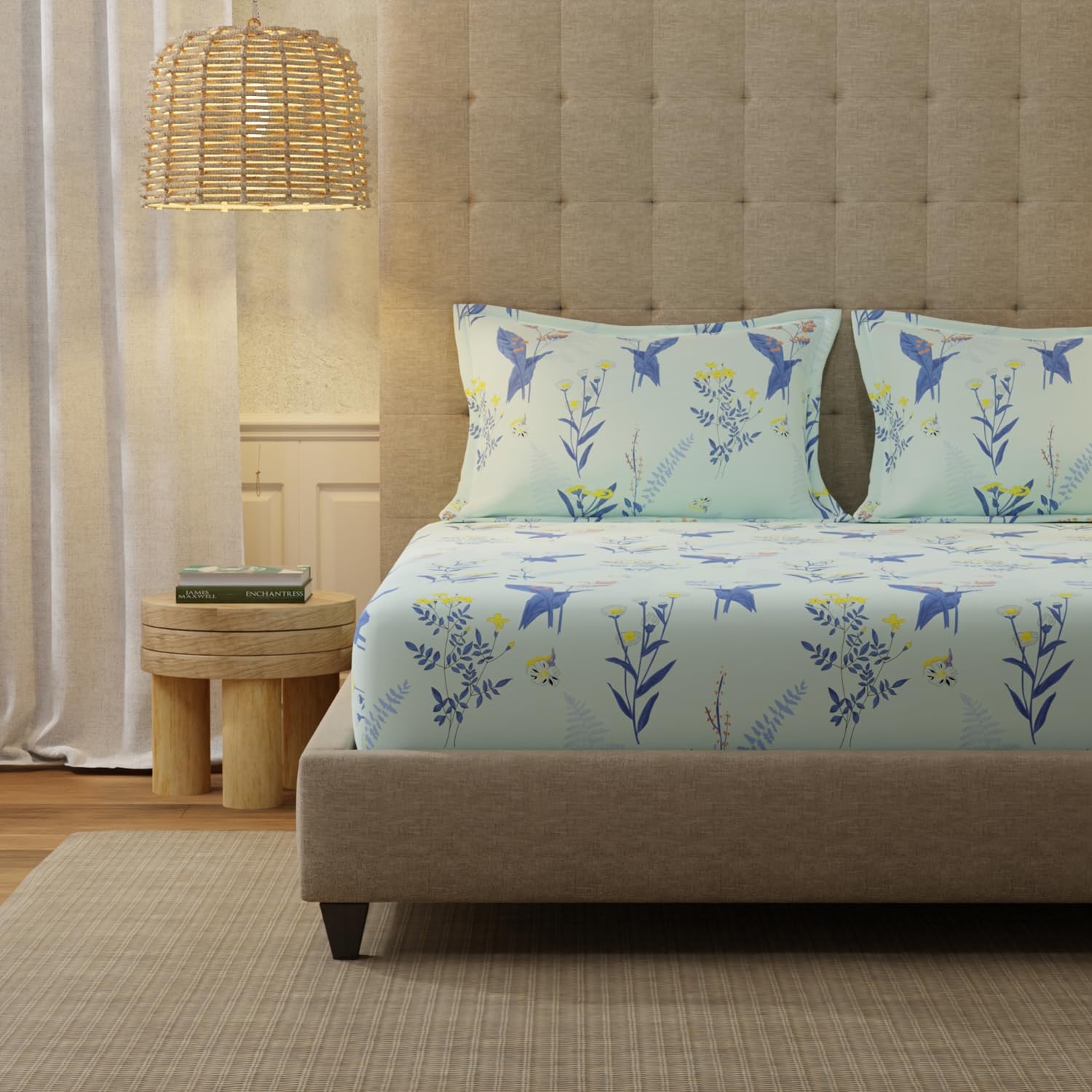 Urban Space Serene 200 TC 100% Cotton Elastic Fitted Bedsheets King Size with 2 Pillow Covers, King Size bedsheet (Whisper Mint Blue, Size 72 x 78 inches) Urban Space Serene 200 TC 100% Cotton Elastic Fitted Bedsheets King Size with 2 Pillow Covers, King Size bedsheet (Whisper Mint Blue, Size 72 x 78 inches)