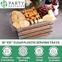 Vista 7 de PARTY BARGAINS Bandejas de plástico para servir de 16 x 11 pulgadas, paquete de 8 bandejas desechables de plástico transparente, ideales para bodas